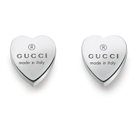 gucci trademark earrings heart-motif sterling silver stud earrings|gucci trademark heart earrings.